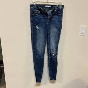 KanCan Women's Dark Blue Distressed Skinny Jeans